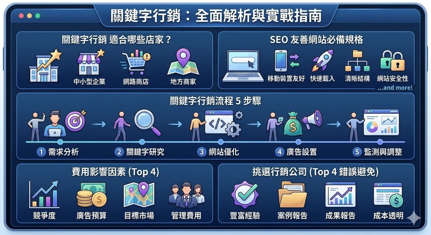 了解台南關鍵字廣告如何幫助您的業務提升網路曝光率。本文將深入介紹如何選擇適合的關鍵字廣告策略，並提供網頁設計、SEO最佳實踐和相關費用資訊，幫助您在台南市場中脫穎而出。探索台南關鍵字廣告的成功秘訣，讓您的企業吸引更多目標客群。