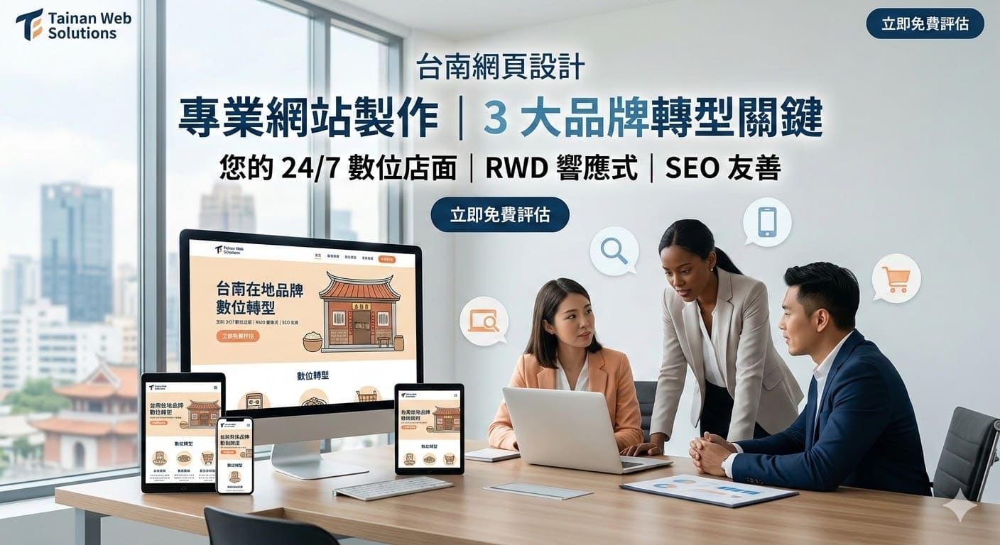 正在尋找專業的台南網頁設計公司嗎?本文詳列 2026 網站製作流程、最新費用報價因素,並比較套版與客製化網站設計的差異。我們針對台南企業提供 SEO 友善的 RWD 響應式官網方案,教你如何避開合約雷區、掌握 8 大網站必備規格。立即閱讀指南,打造高轉換率的數位品牌門面,讓您的官網在 Google 搜尋中脫穎而出!