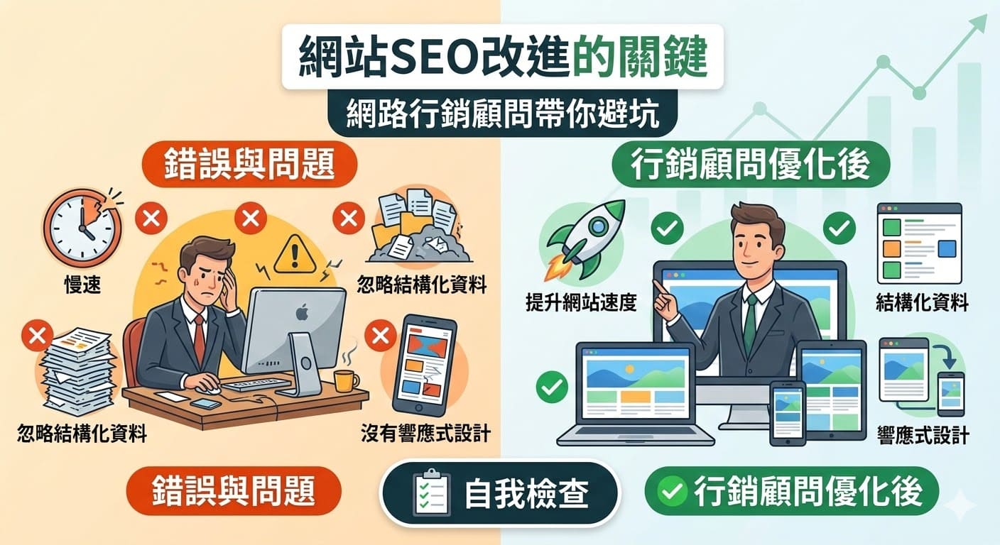 網路行銷顧問是一位專業的數位行銷專家，幫助企業規劃並實施有效的行銷策略，提升品牌曝光度與銷售業績。透過SEO、社群媒體行銷、內容行銷等技術，網路行銷顧問能夠幫助企業提高網站流量和轉換率，並建立長期的客戶關係。無論是針對網站優化、社群互動還是廣告投放，專業的網路行銷顧問都能提供量身定制的解決方案，確保企業在競爭激烈的市場中脫穎而出。