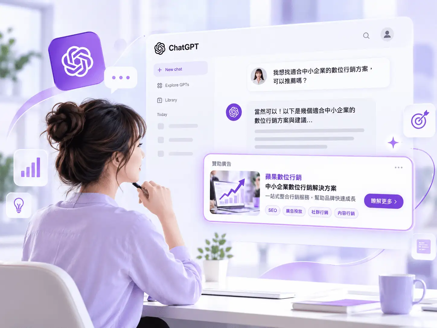 ChatGPT 廣告版位與素材格式示意